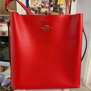 EUC Coach Red Leather Shoulder Bag